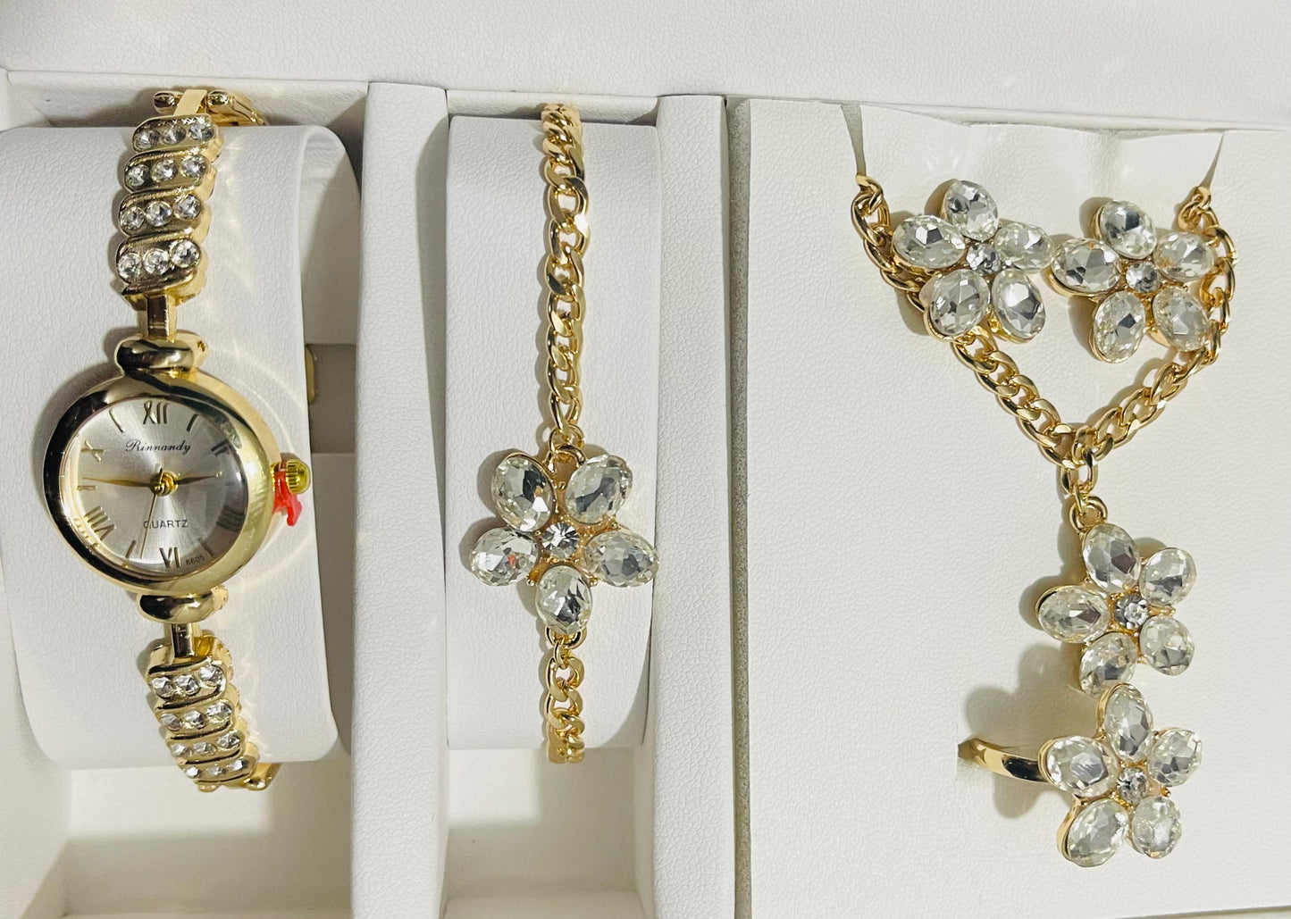 Set de Joyería Elegancia Floral Dorada